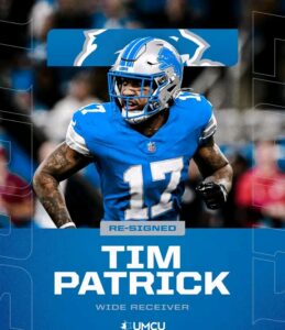 Read more about the article Done deal: Lions announced re-signed WR Tim Patrick On…read more