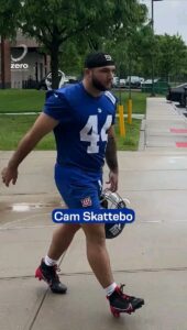Huge Blow: Cam Skattebo is wearing No. 44 for the New York Giants rookie minicamp.